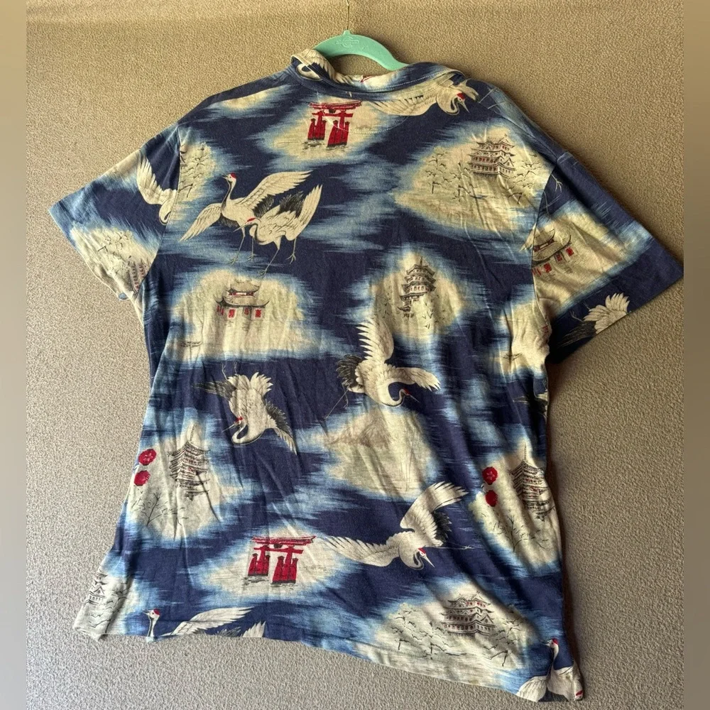 VTG 90'S POLO RALPH LAUREN JAPAN CRANE TEMPLE POLO SHIRT Size XL
